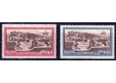 VATICAN 1933 Gardens and medallions, Express 2v MH*