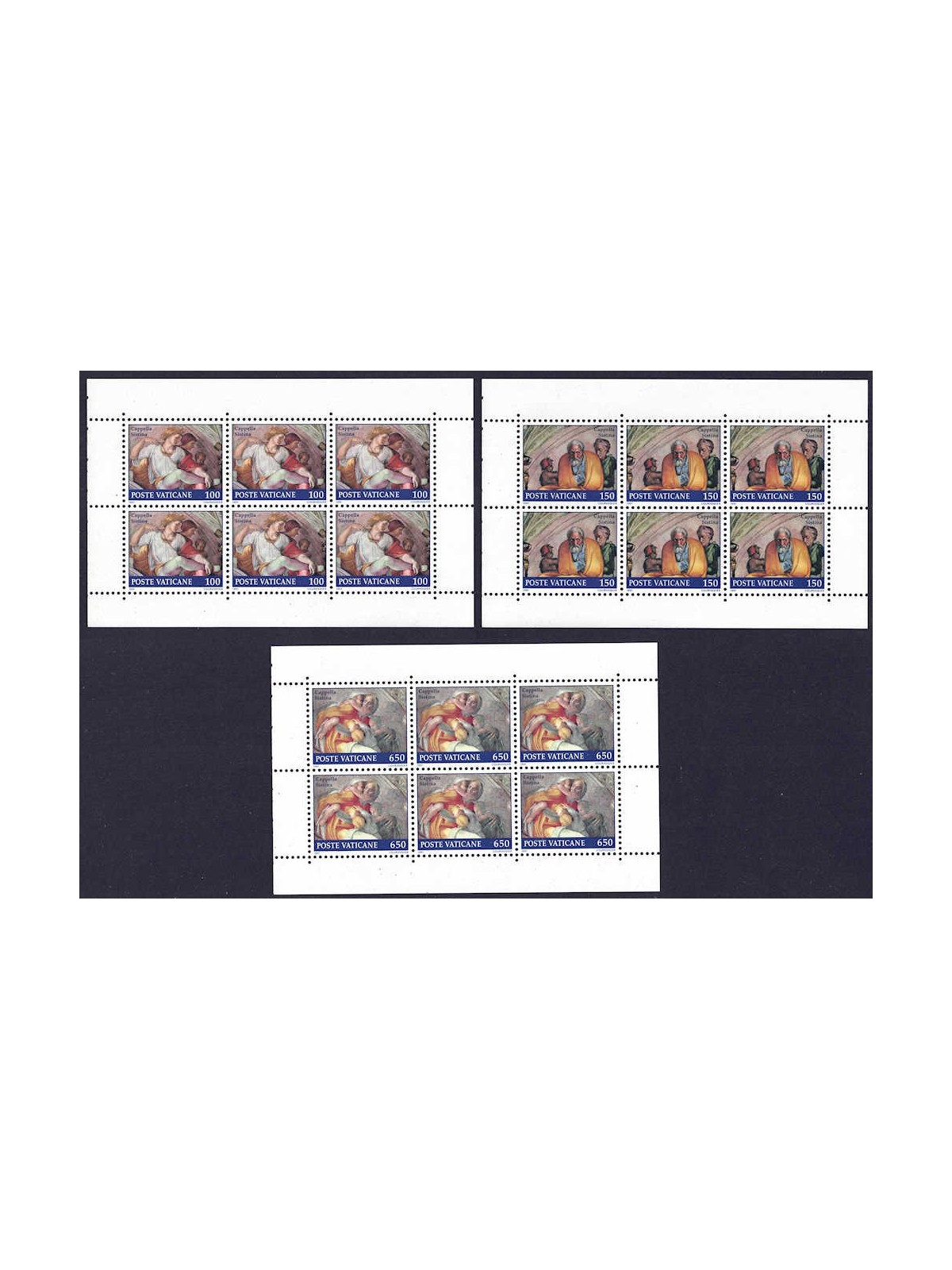 VATICANO 1991 Restauro della Cappella Sistina 3 MF da libretto MNH**