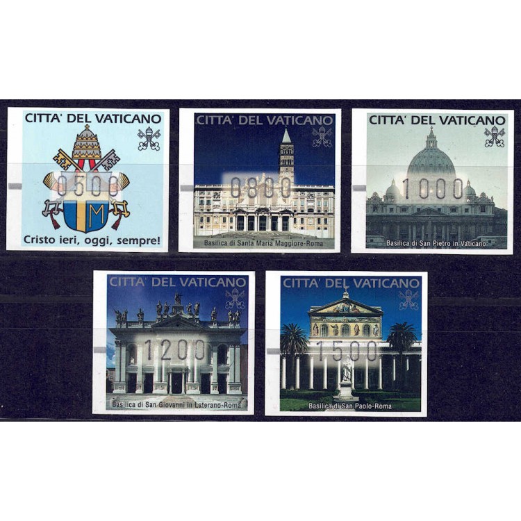 VATICANO 2000 Basiliche, francobolli automatici (misti) 5v MNH**