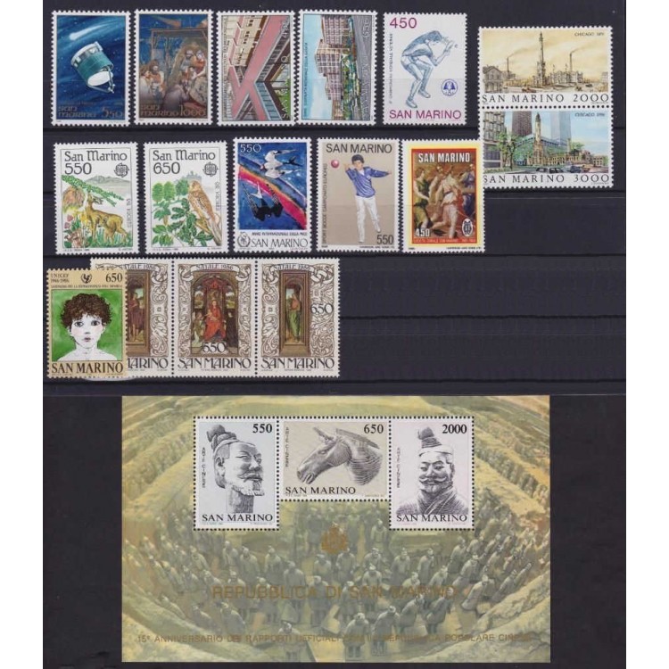 SAN MARINO 1986 Annata completa 16v + 1 BF MNH**