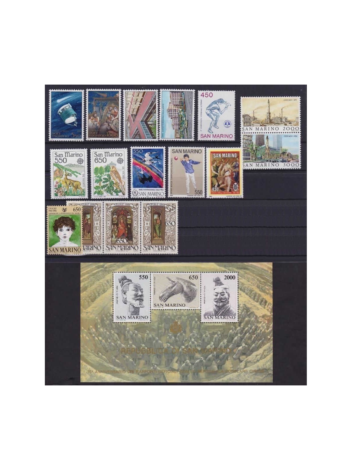 SAN MARINO 1986 Annata completa 16v + 1 BF MNH**