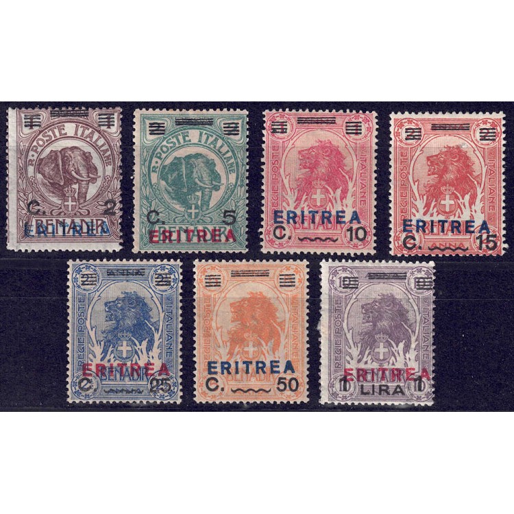 ERITREA 1924 Francobolli di Somalia soprastampati 7v MH*
