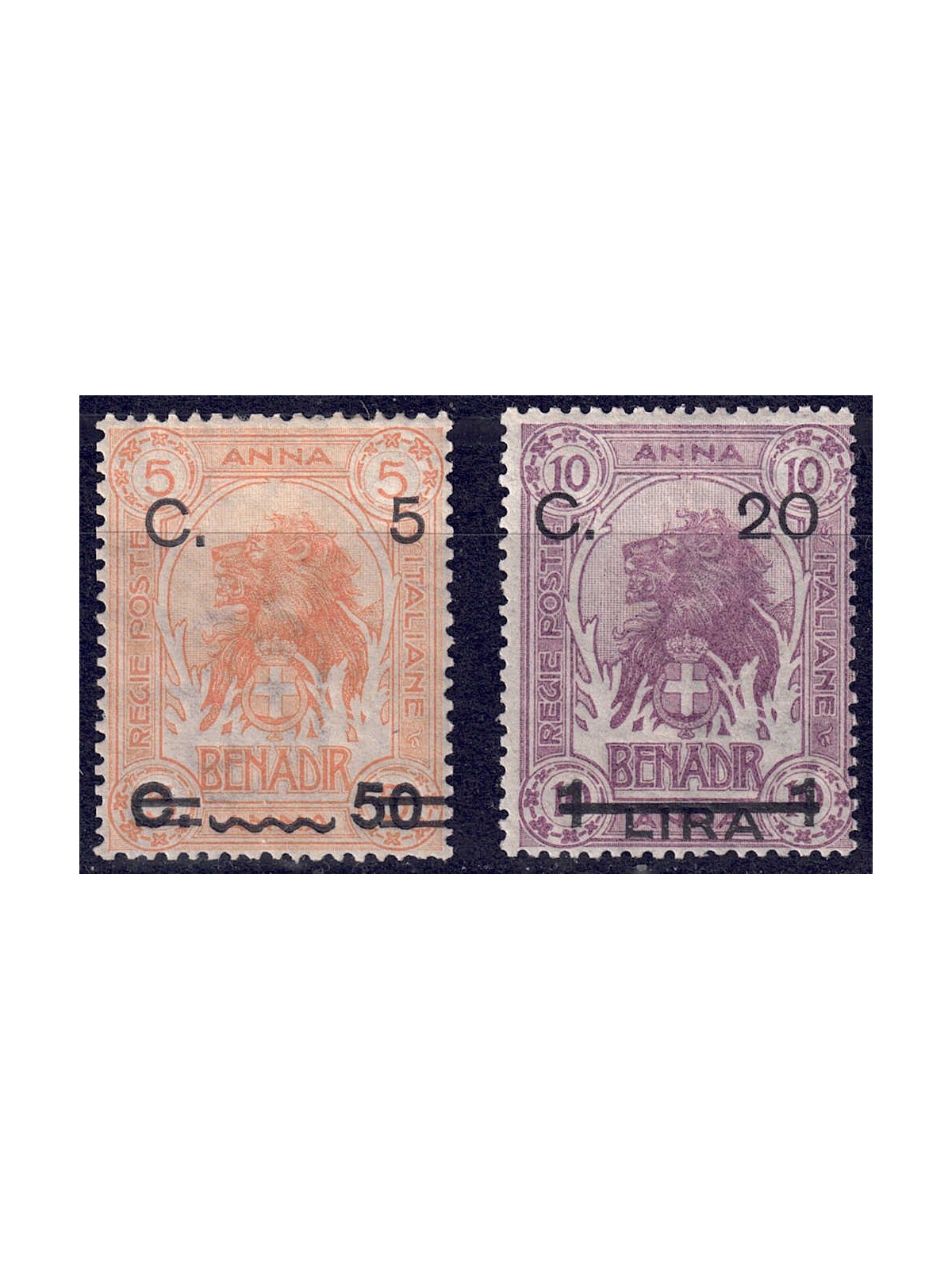 ITALIAN SOMALIA 1916 Ordinary series in centesimi 2v MH*