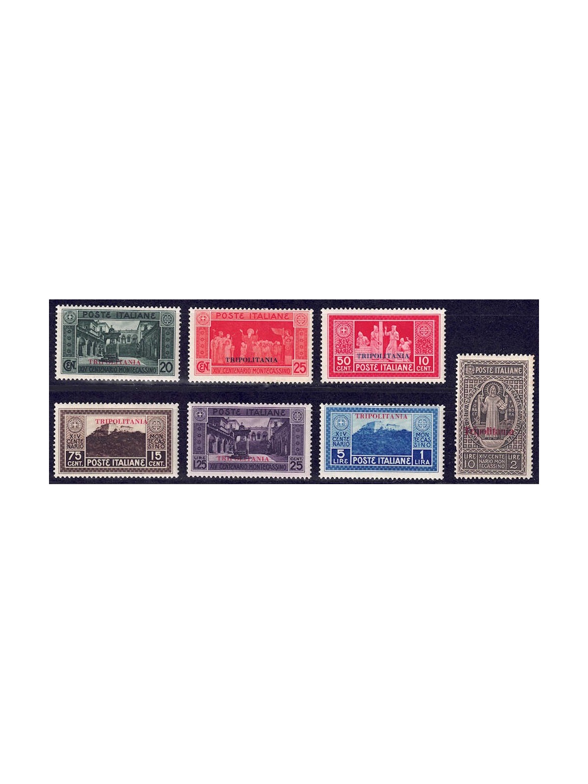 TRIPOLITANIA 1929 Abbey of Montecassino 7v MH*
