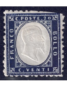 ITALIA REGNO 1862 Vittorio Emanuele II 20c indaco MNH**