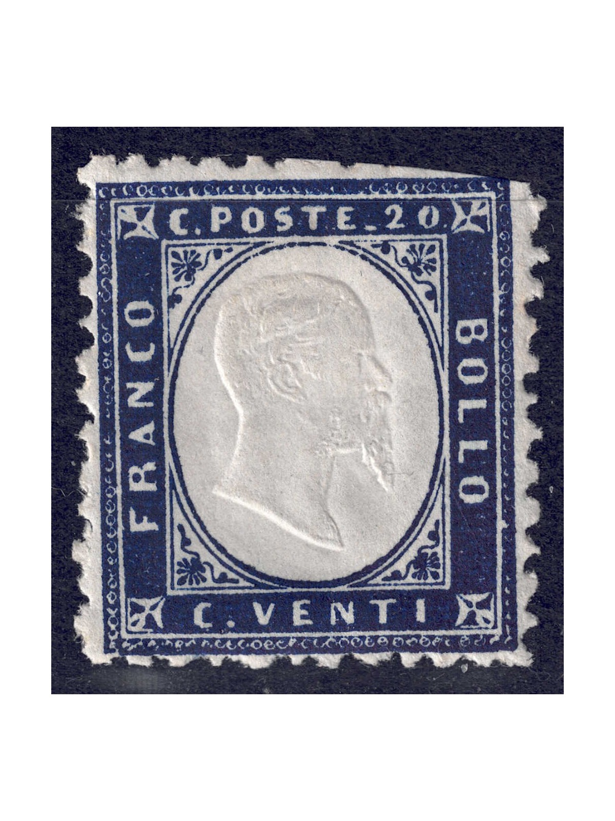 ITALIA REGNO 1862 Vittorio Emanuele II 20c indaco MNH**