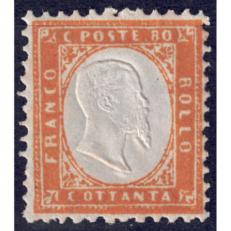 ITALY KINGDOM 1862 80c yellow orange MNH**