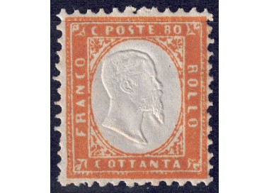 ITALY KINGDOM 1862 80c yellow orange MNH**