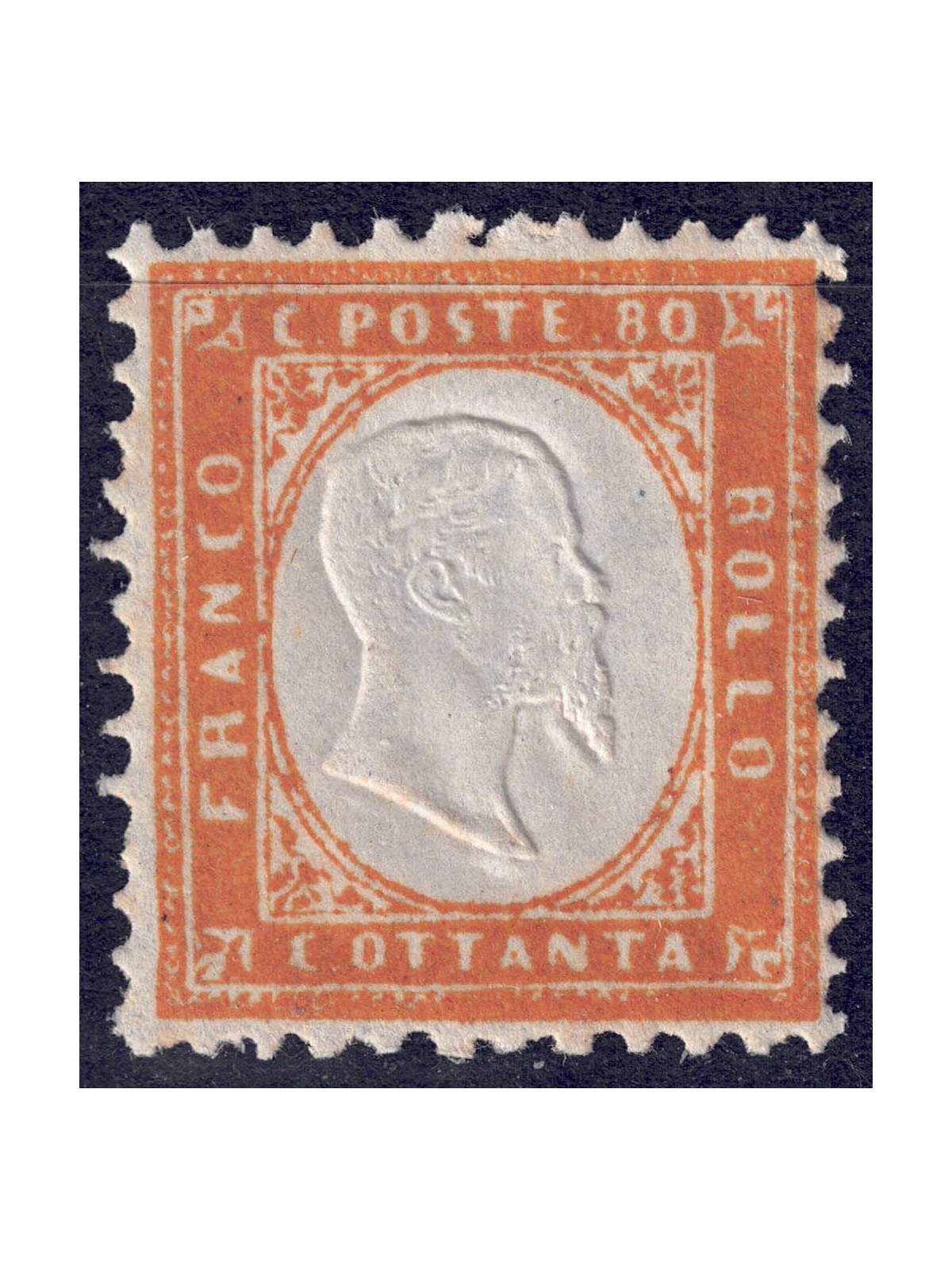ITALY KINGDOM 1862 80c yellow orange MNH**