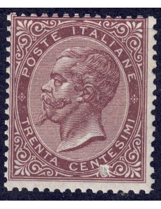 ITALY KINGDOM 1865 De La Rue 30c brown (Turin) MNH**