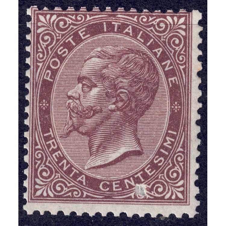 ITALIA REGNO 1865 De La Rue 30c bruno (Torino) MNH**
