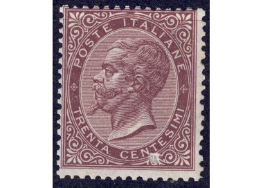 ITALY KINGDOM 1865 De La Rue 30c brown (Turin) MNH**