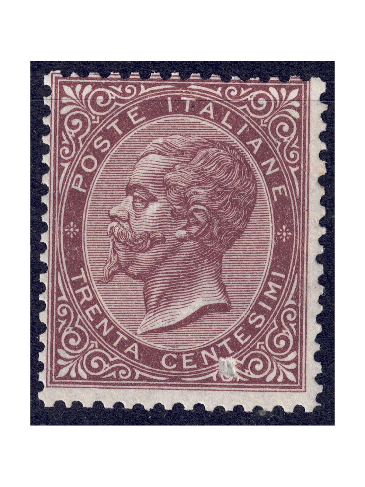 ITALY KINGDOM 1865 De La Rue 30c brown (Turin) MNH**