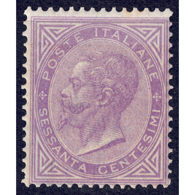 ITALIA REGNO 1865 De La Rue 60c lilla (Torino) MNH**
