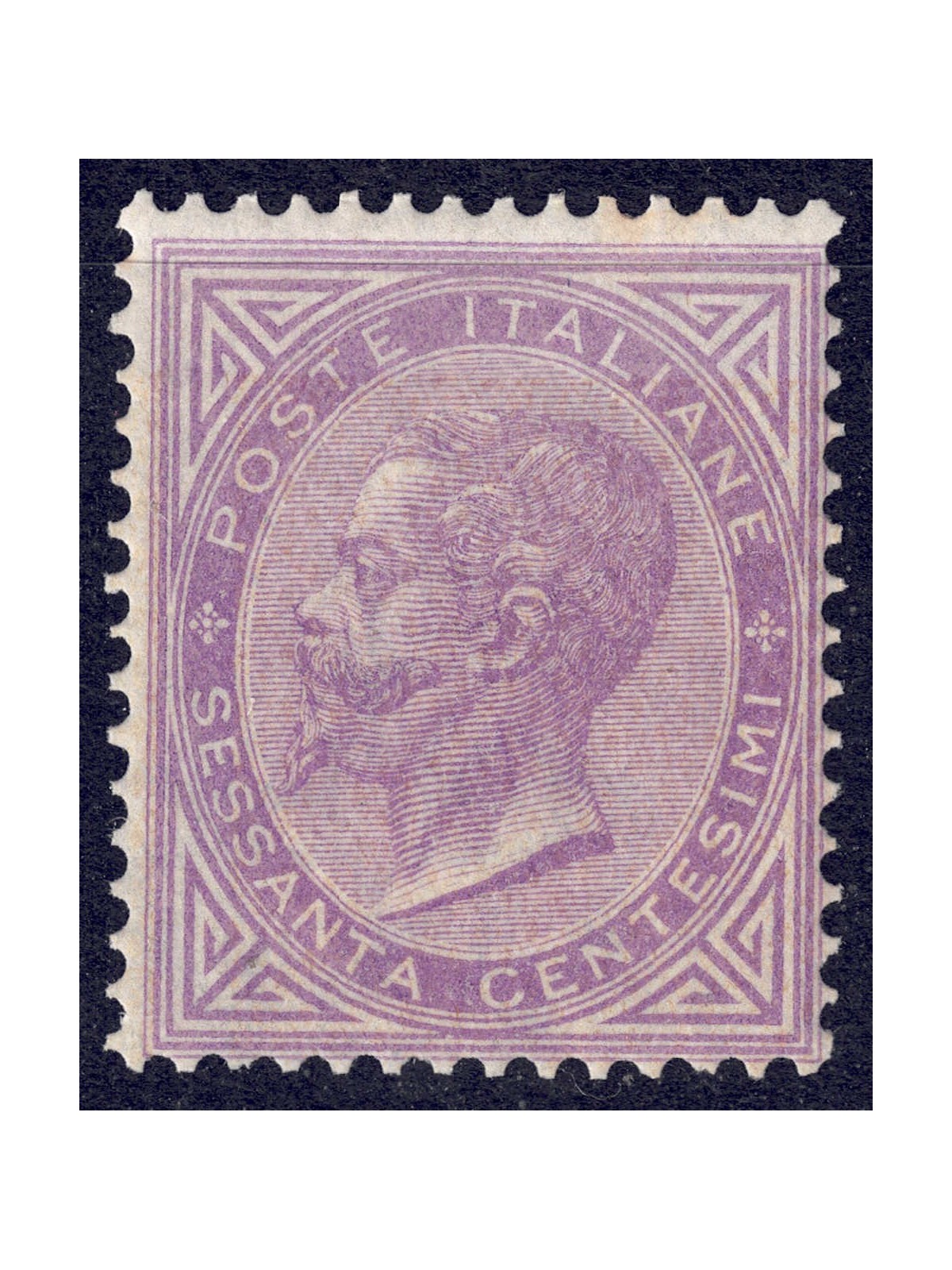 ITALIA REGNO 1865 De La Rue 60c lilla (Torino) MNH**