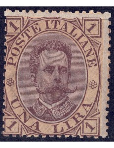 ITALIA REGNO 1889 Umberto I £1 bruno e arancio MNH**