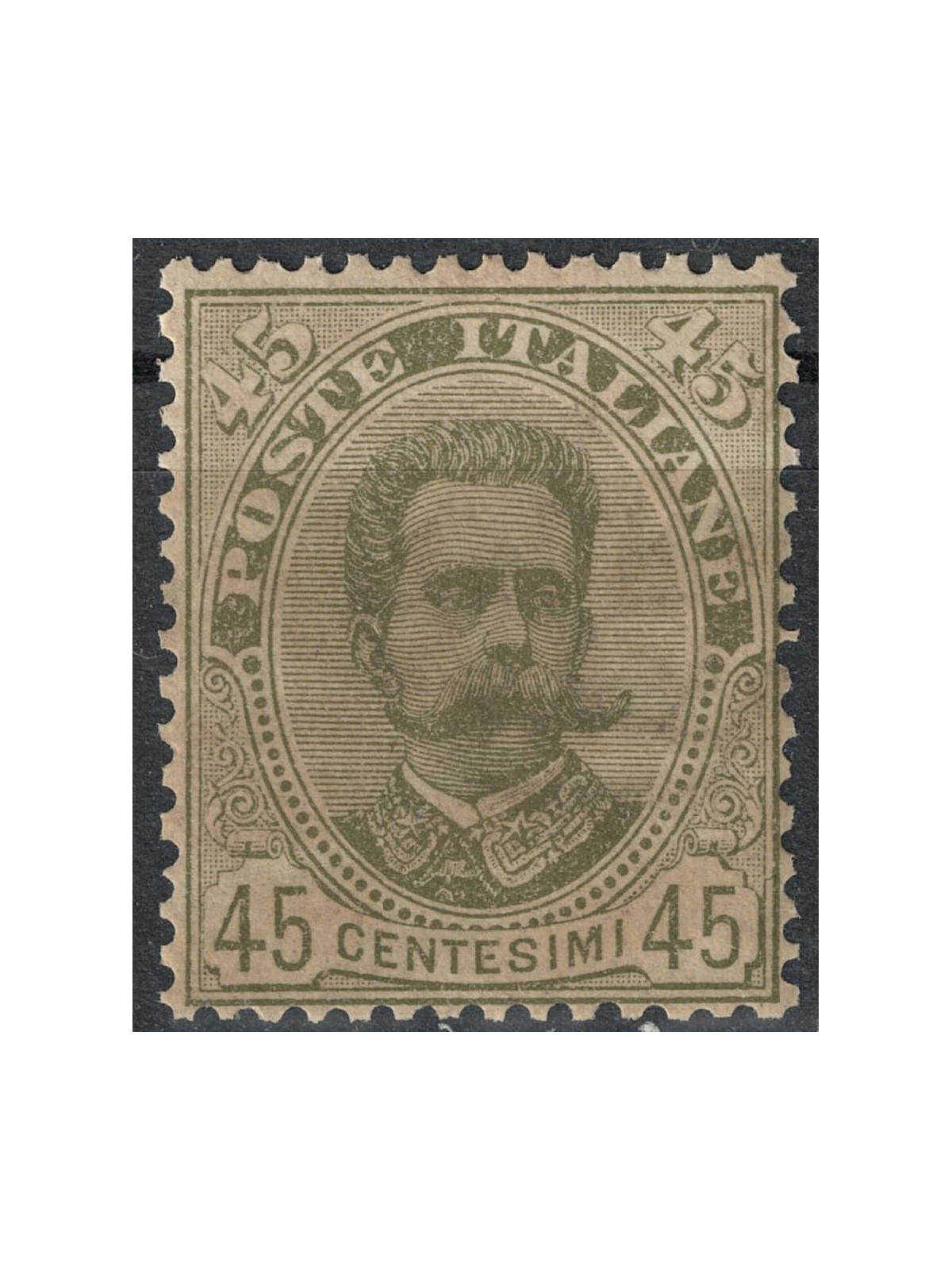 ITALIA REGNO 1891 Umberto I 45c verde oliva MH*