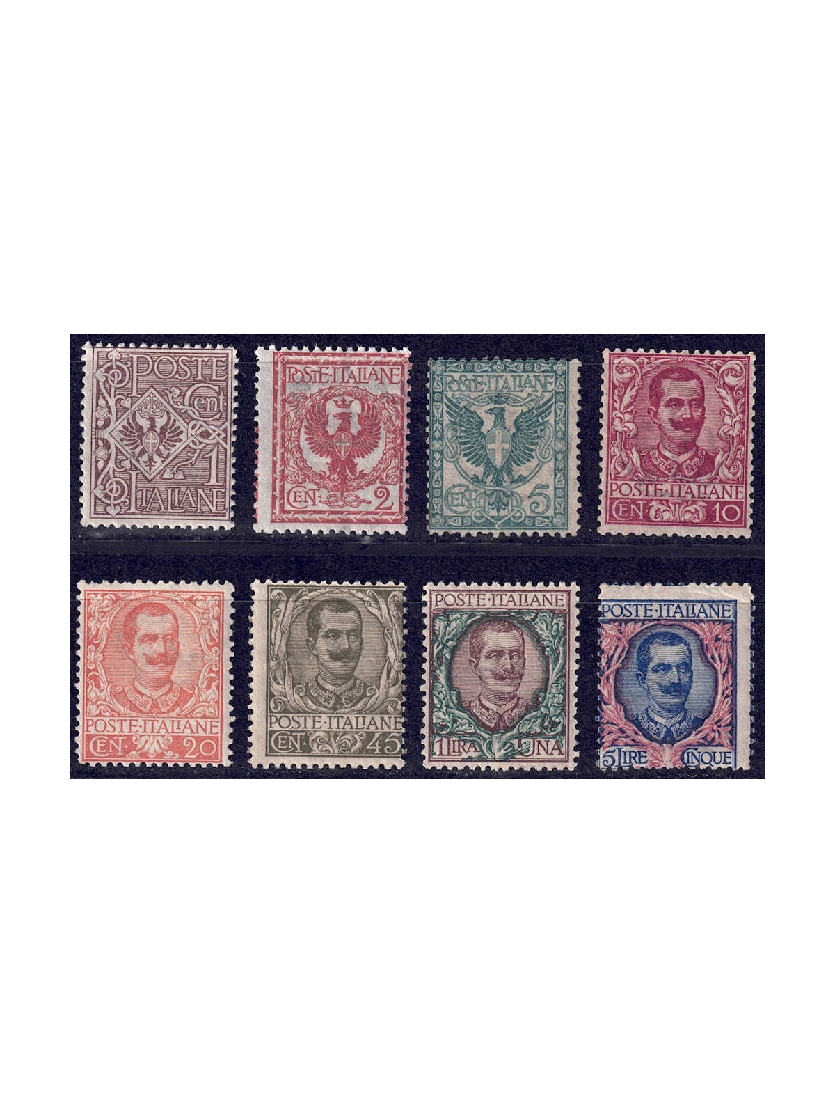 ITALY KINGDOM 1901 Floral, 8v MNH series**