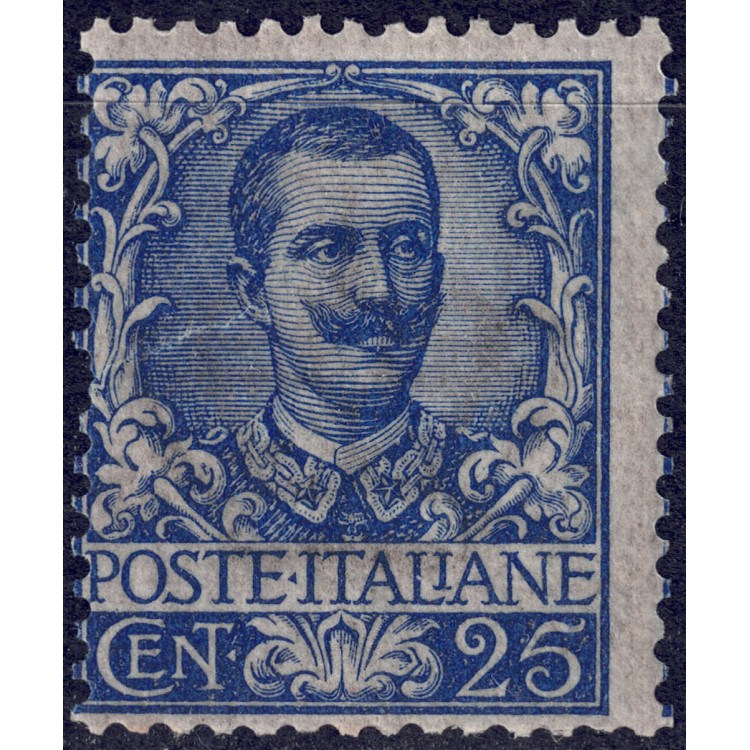 ITALIA REGNO 1901 Floreale 25c azzurro MNH**