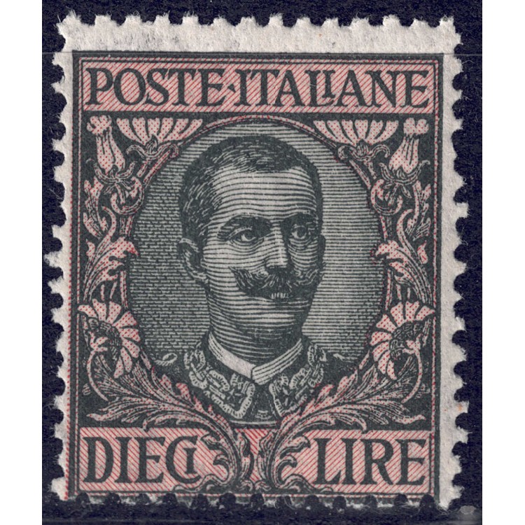 ITALY KINGDOM 1910 Floral £10 olive and pink MNH**