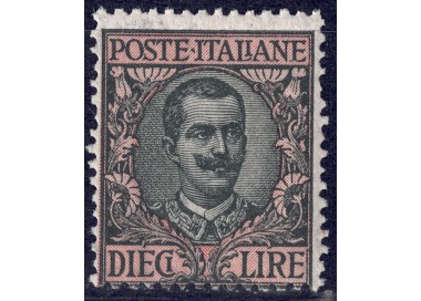 ITALY KINGDOM 1910 Floral £10 olive and pink MNH**