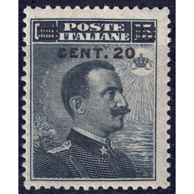 ITALIA REGNO 1916 Michetti 20c su 15c grigio nero MNH**