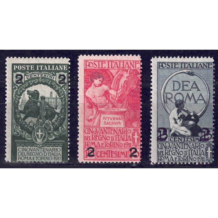 ITALIA REGNO 1913 Unità d'Italia sovrastampati 3v MNH**