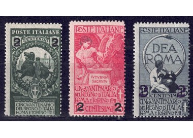 ITALIA REGNO 1913 Unità d'Italia sovrastampati 3v MNH**
