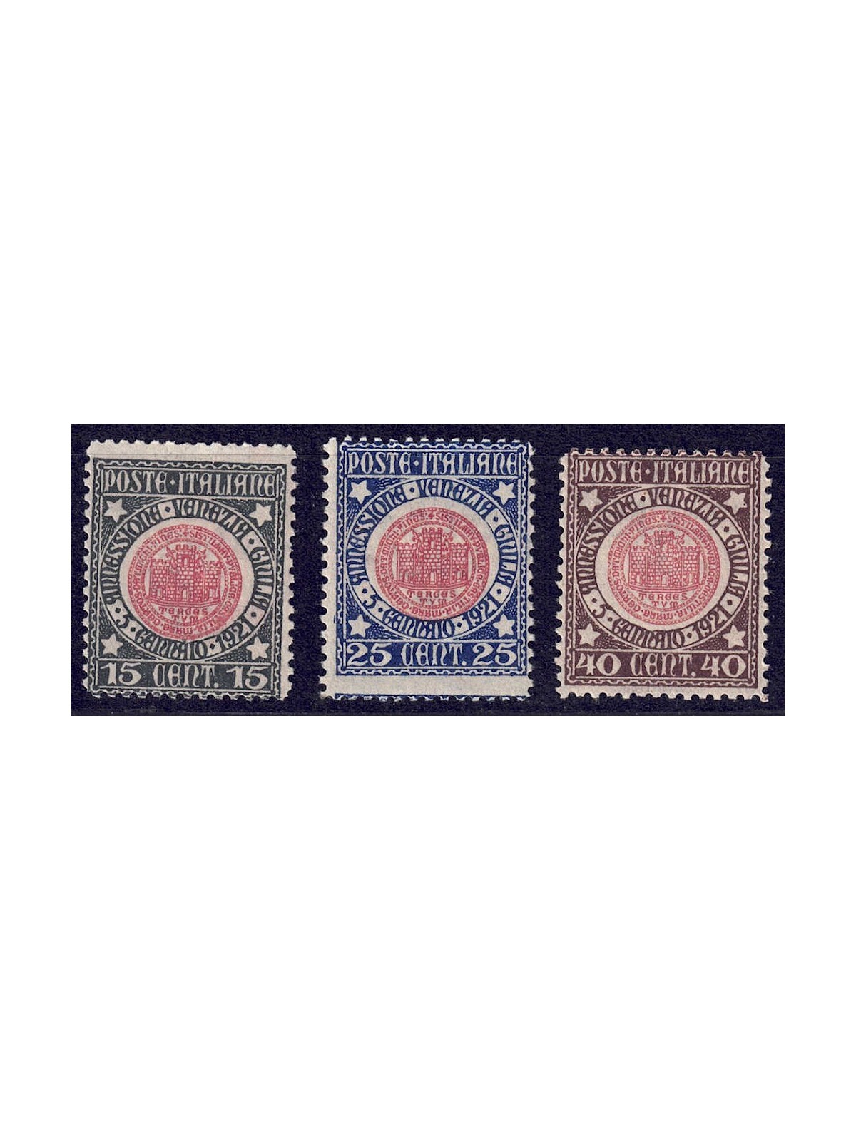 ITALY KINGDOM 1921 Annexation of Venezia Giulia 3v MNH**
