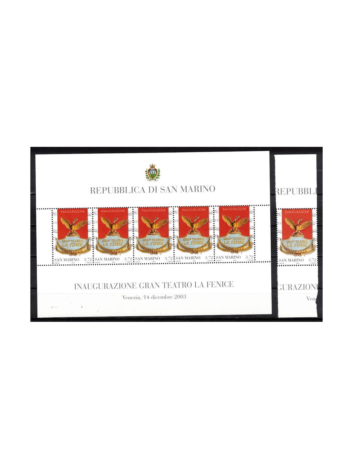 SAN MARINO 2003 Teatro La Fenice BF + Singolo MNH**