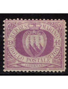 SAN MARINO 1877-90 40c brown violet MH*