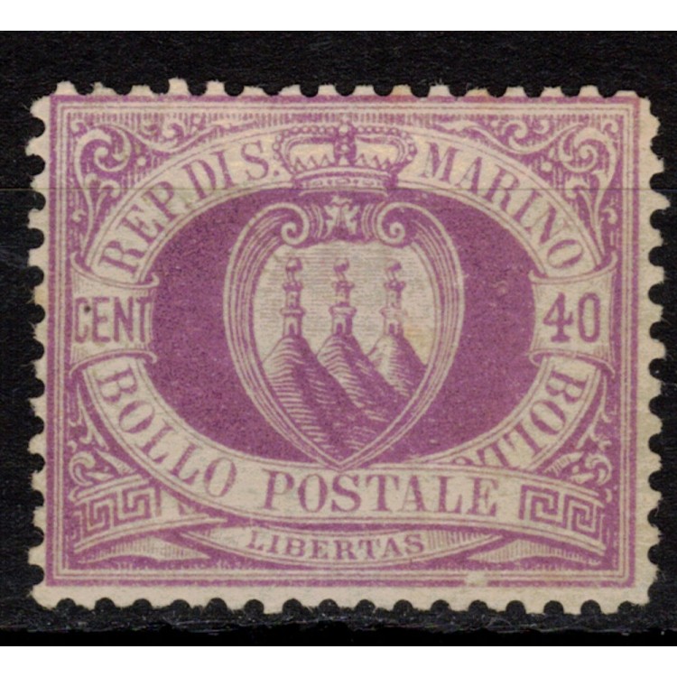 SAN MARINO 1877-90 40c violetto bruno MH*