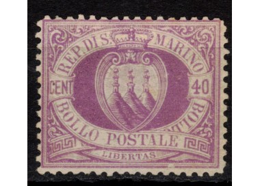SAN MARINO 1877-90 40c violetto bruno MH*