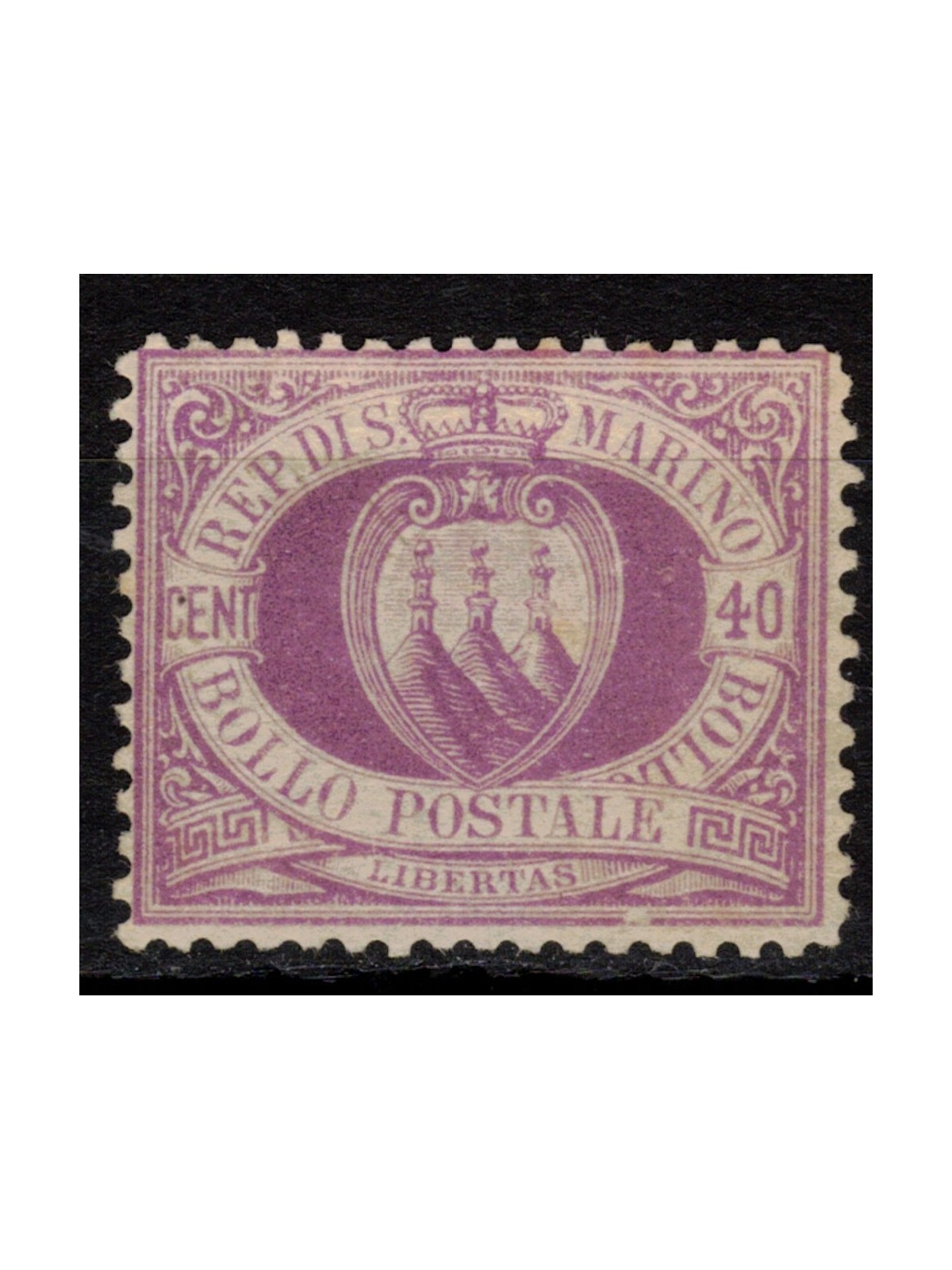 SAN MARINO 1877-90 40c violetto bruno MH*
