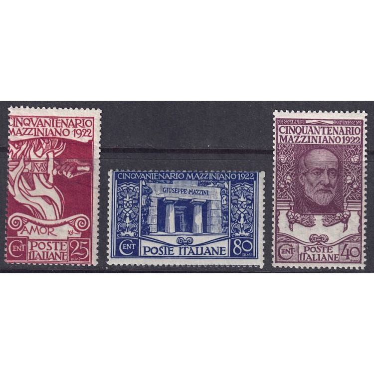 ITALY KINGDOM 1922 Giuseppe Mazzini 3v MNH**