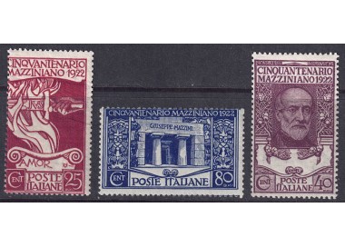 ITALY KINGDOM 1922 Giuseppe Mazzini 3v MNH**
