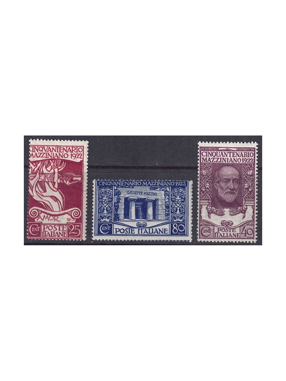 ITALY KINGDOM 1922 Giuseppe Mazzini 3v MNH**