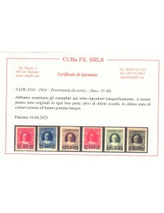 VATICANO 1934 Provvisoria 6v MNH** ©