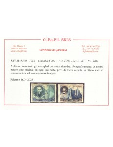 SAN MARINO 1952 Cristoforo Colombo 13v MNH** ©