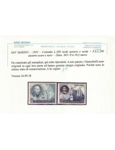 SAN MARINO 1952 Cristoforo Colombo 13v MNH** ©