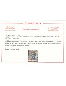 ITALIA REGNO 1920-23 BLP 25c azzurro MNH** ©