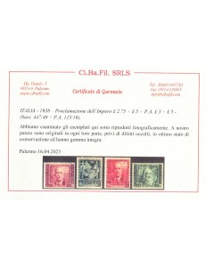 ITALIA REGNO 1938 Proclamazione dell'impero 16v MNH** ©