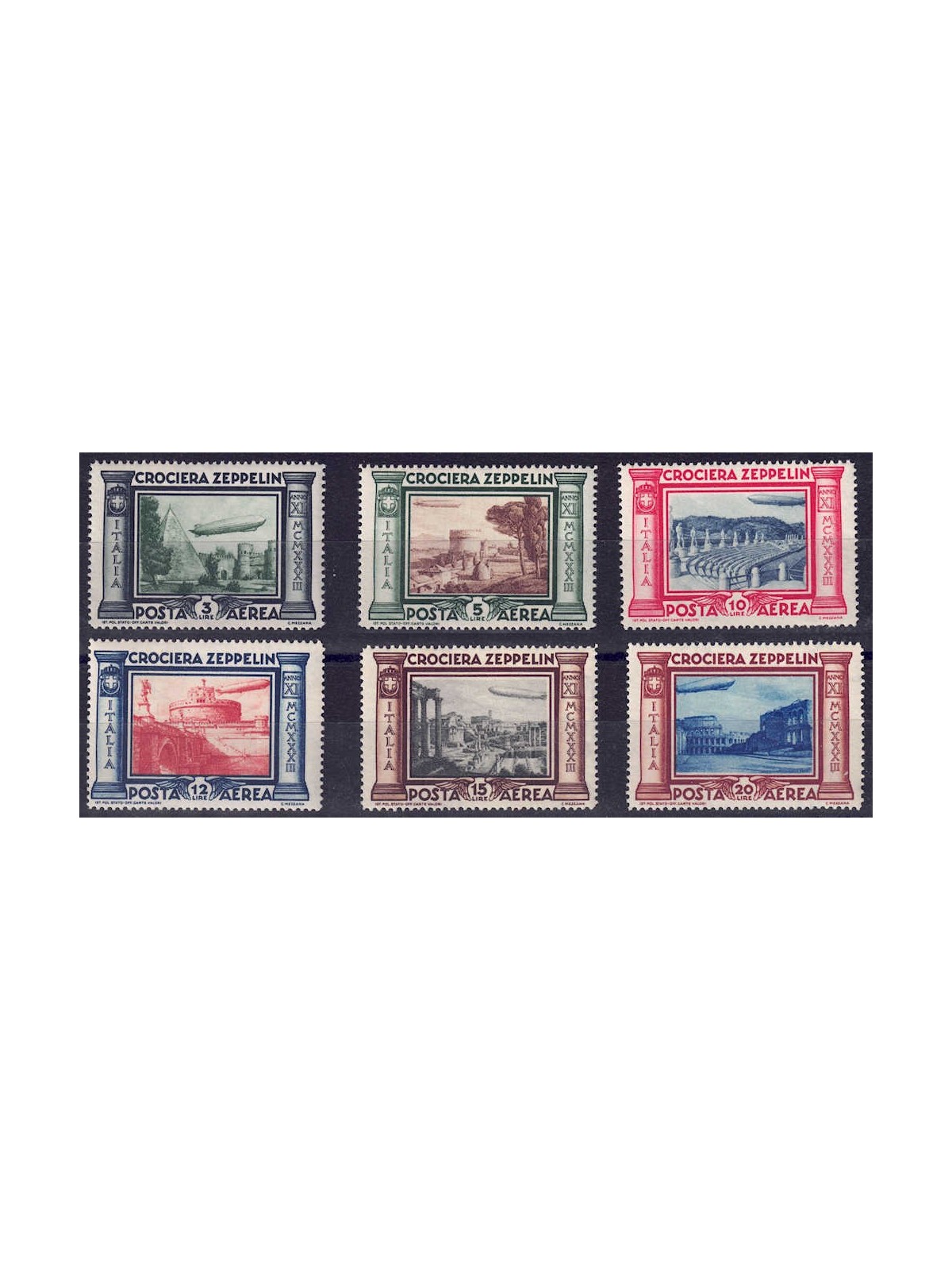 ITALIA REGNO 1933 Crociera Zeppelin 6v MNH** ©