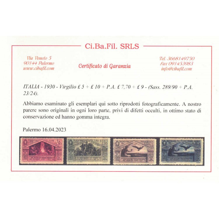 ITALIA REGNO 1930 Bimillenario Virgilio 13v MNH** ©