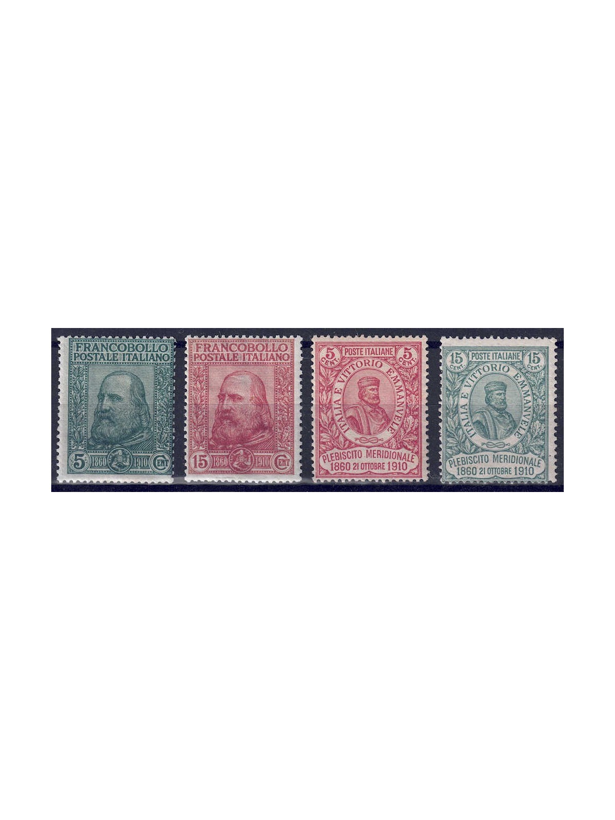 ITALIA REGNO 1910 Garibaldi, Risorgimento e Plebiscito 4v MNH** ©