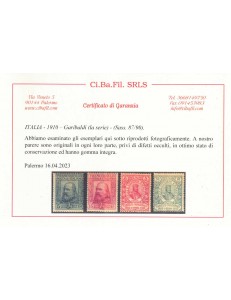 ITALIA REGNO 1910 Garibaldi, Risorgimento e Plebiscito 4v MNH** ©