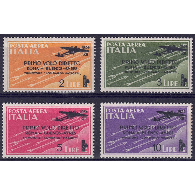 ITALY KINGDOM 1934 Airmail Rome-Buenos Aires 4v MNH**
