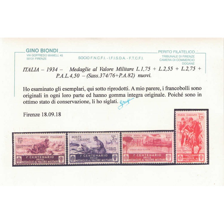 ITALIA REGNO 1934 Medaglie al valore 20v MNH** ©