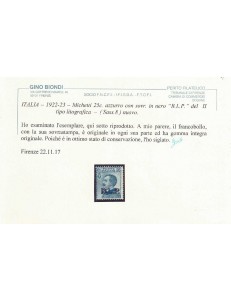 ITALIA REGNO 1922-23 BLP 25c azzurro MNH** ©