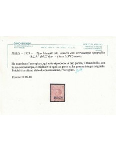 ITALIA REGNO 1923 BLP 30c bruno arancio MNH** ©